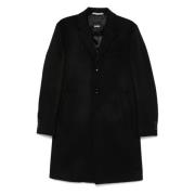 Wol Kasjmier Jas met Knoopsluiting Hugo Boss , Black , Heren