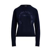 Rondgebreide Trui met Ronde Hals Ralph Lauren , Blue , Dames