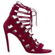 Pre-owned Suede heels Aquazzura Pre-owned , Red , Dames