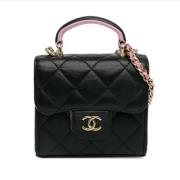 Pre-owned Leather chanel-bags Chanel Vintage , Black , Dames