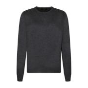 Donkergrijze Crew Neck Wollen Trui Gran Sasso , Gray , Heren