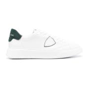 Witte Sneakers met Groene Velvet Detail Philippe Model , White , Heren