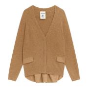 Wolmix V-hals Cardigan Sweater Semicouture , Brown , Dames