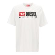 Wit Organisch Katoen Jersey T-Shirt Diesel , White , Heren