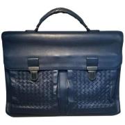 Pre-owned Leather briefcases Bottega Veneta Vintage , Blue , Dames