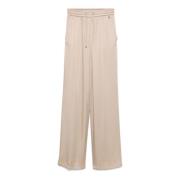 Satin Beige Broek met Trekkoord Taille Herno , Beige , Dames