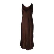 Bruine Acetaat Mouwloze Midi Jurk Max Mara , Brown , Dames