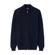 Navy Blauwe Rits Gebreide Jas Gran Sasso , Blue , Heren