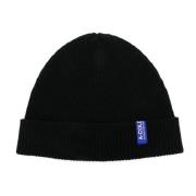 Zwarte Wol Rib Logo Beanie Hoed A-Cold-Wall , Black , Heren