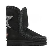 Zwarte Eskimo Laarzen met Sterpatroon Mou , Black , Dames