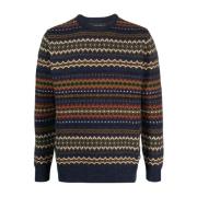 Fairisle Crew Neck Sweater Barbour , Blue , Heren