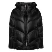 Hooded Zip-jack met Logo Print add , Black , Dames