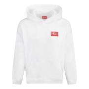 Witte Katoenen Hoodie met Logo Diesel , White , Heren