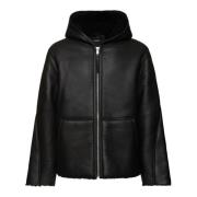 Zwarte Shearling Rits Hoodie Jas Axel Arigato , Black , Heren