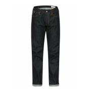 Zwarte Kraan Geborduurde Denim Jeans Evisu , Black , Heren