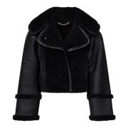 Zwarte Shearling Aviator Jas Victoria Beckham , Black , Dames