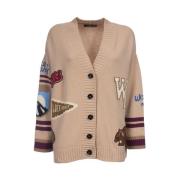 Intarsia Gebreide Vest met Patchdetails Max Mara Weekend , Beige , Dam...