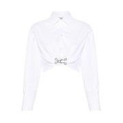 Witte Katoenen Overhemd met Gerimpelde Details Moschino , White , Dame...