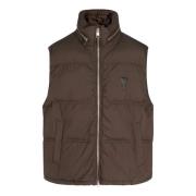 Bruine gewatteerde bodywarmer met ritssluiting Ami Paris , Brown , Her...