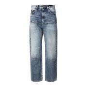 Blauwe Katoenen Denim Jeans met Vervaagd Effect Icon Denim , Blue , Da...