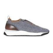 Grijze Sneakers Lage Top Elastische Stof Santoni , Gray , Heren