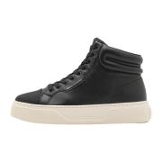 Zwarte leren sneakerlaars met logo Armani Exchange , Black , Heren