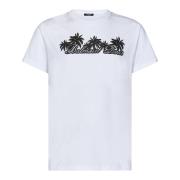 Wit Palmboom Logo T-Shirt Balmain , White , Heren