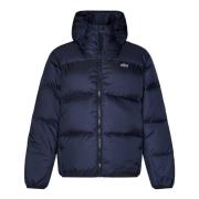 Blauwe Hooded Waterafstotende Jas Lacoste , Blue , Heren