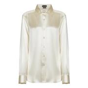 Zijden Wit Overhemd Elegante Stijl Tom Ford , Beige , Dames