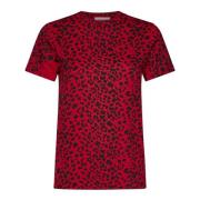 Rode Luipaardprint Aansluitend T-shirt Alexander McQueen , Red , Dames