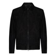 Zwarte Suède Lamsvacht Jas Brioni , Black , Heren