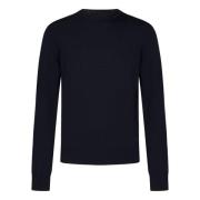 Blauwe Crewneck Wollen Trui Emporio Armani , Blue , Heren