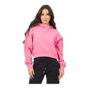 Roze Cropped Hoodie met Logopatch Disclaimer , Pink , Dames