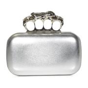 Zilver Metallic Leren Clutch Tas Alexander McQueen , Gray , Dames