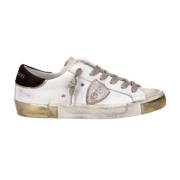 Witte Leren Sneakers met Gouden Accenten Philippe Model , Beige , Dame...