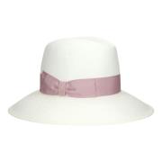 Stijlvolle Panama Hoed met Brede Rand Borsalino , White , Dames