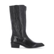 Zwarte leren cowboy laarzen met pijlneus Cult , Black , Dames