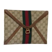 Pre-owned Canvas clutches Gucci Vintage , Beige , Dames