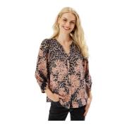 Rose Wood Shirt met V-Hals IN Front , Multicolor , Dames