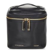 Zwarte leren schoudertas met gouden details Victoria Beckham , Black ,...