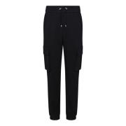 Zwarte Broek met Geribbelde Details Balmain , Black , Heren