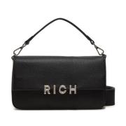 Zwarte Handtas met Zilveren Logo John Richmond , Black , Dames