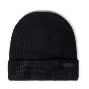 Zwarte Wol Ribgebreide Beanie Hoed Brioni , Black , Heren