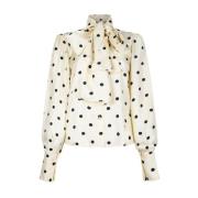 Halternek Blouse met Polka Dot Patou , Beige , Dames