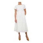 Witte Midi Jurk met Koord Twinset , White , Dames