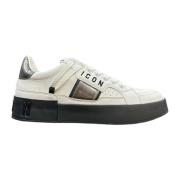 Witte Sneaker met Zwart Logo Lettering Icon Denim , White , Heren