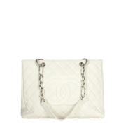 Pre-owned Leather handbags Chanel Vintage , White , Dames