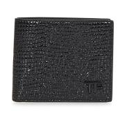 Zwarte Hagedis-Effect Leren Portemonnee Tom Ford , Black , Heren