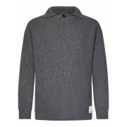 Grijze Wol Polo Sweater Emporio Armani , Gray , Heren