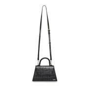 Elegante Croco Tas Zwart Gestuz , Black , Dames